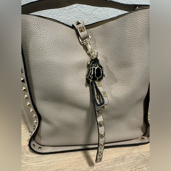 Genuine Leather Rivet Shoulder Bag - Picture 9 of 11